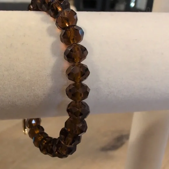 Budhagirl Brown Beaded Bracelet with Silver Crescent Charm - Picture 2 of 3